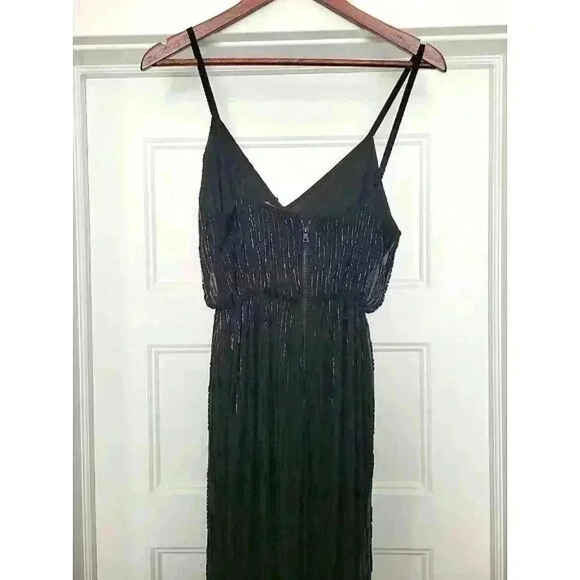 Alice + Olivia Beaded Sequin Mesh Overlay Straight Leg Jumpsuit Black Size 0 - Picture 7 of 8